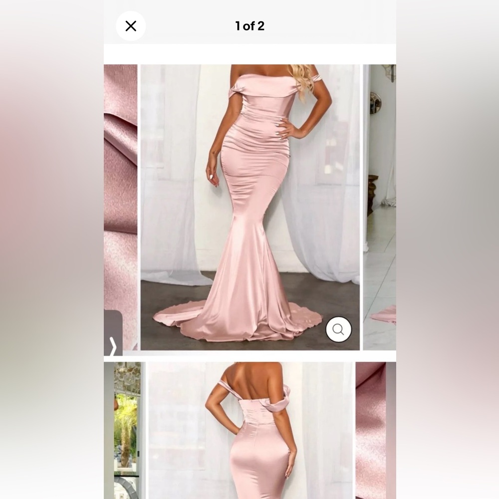 Blush off shoulder gown Modaglam